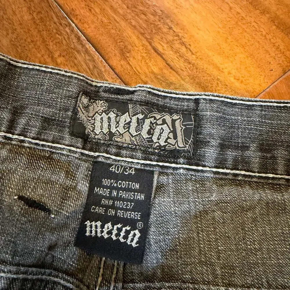 Mecca Vintage Y2K Baggy Embroidered Dark Wash Denim Jorts Jessie Pinkman Skater
